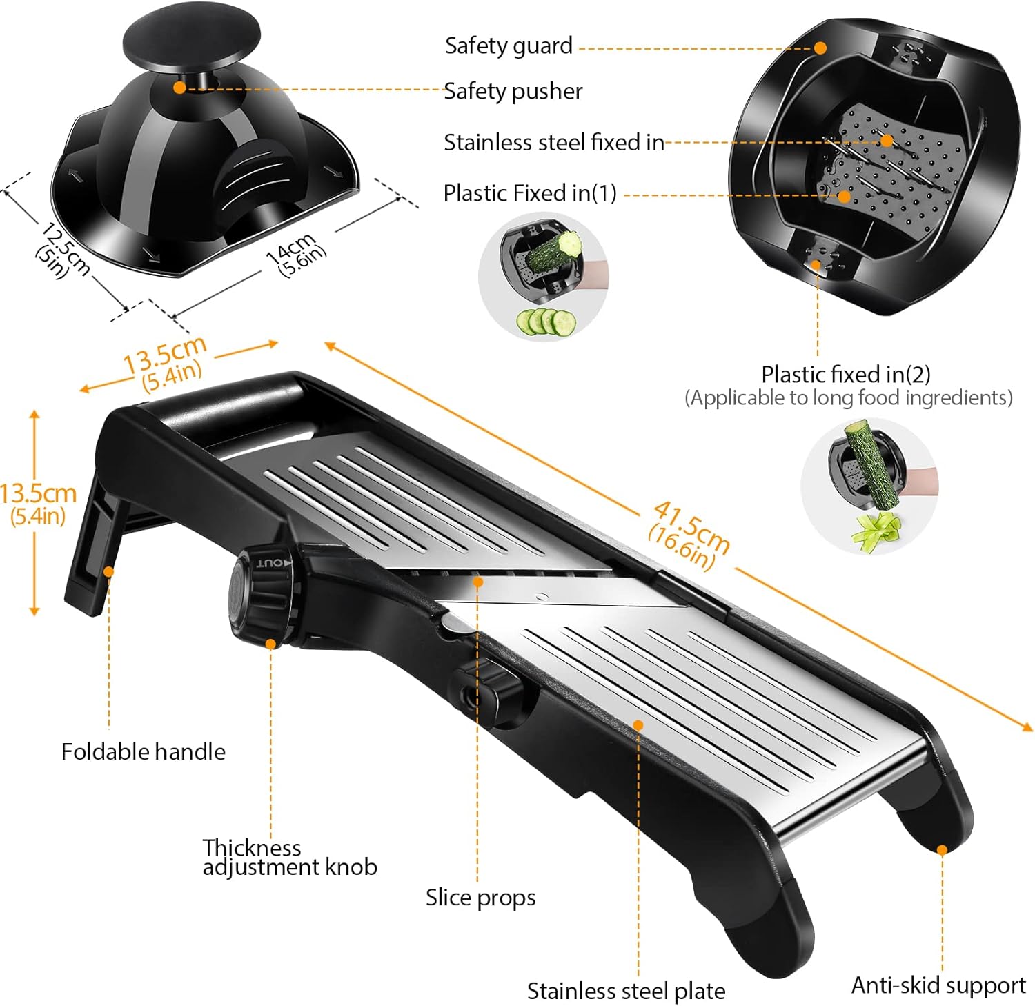 Premium Adjustable Stainless Steel Mandoline Slicer