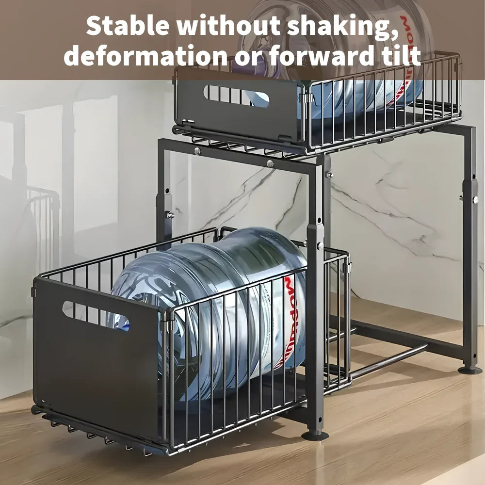 Premium 2-Piece Black Sliding Drawer Organiser Set