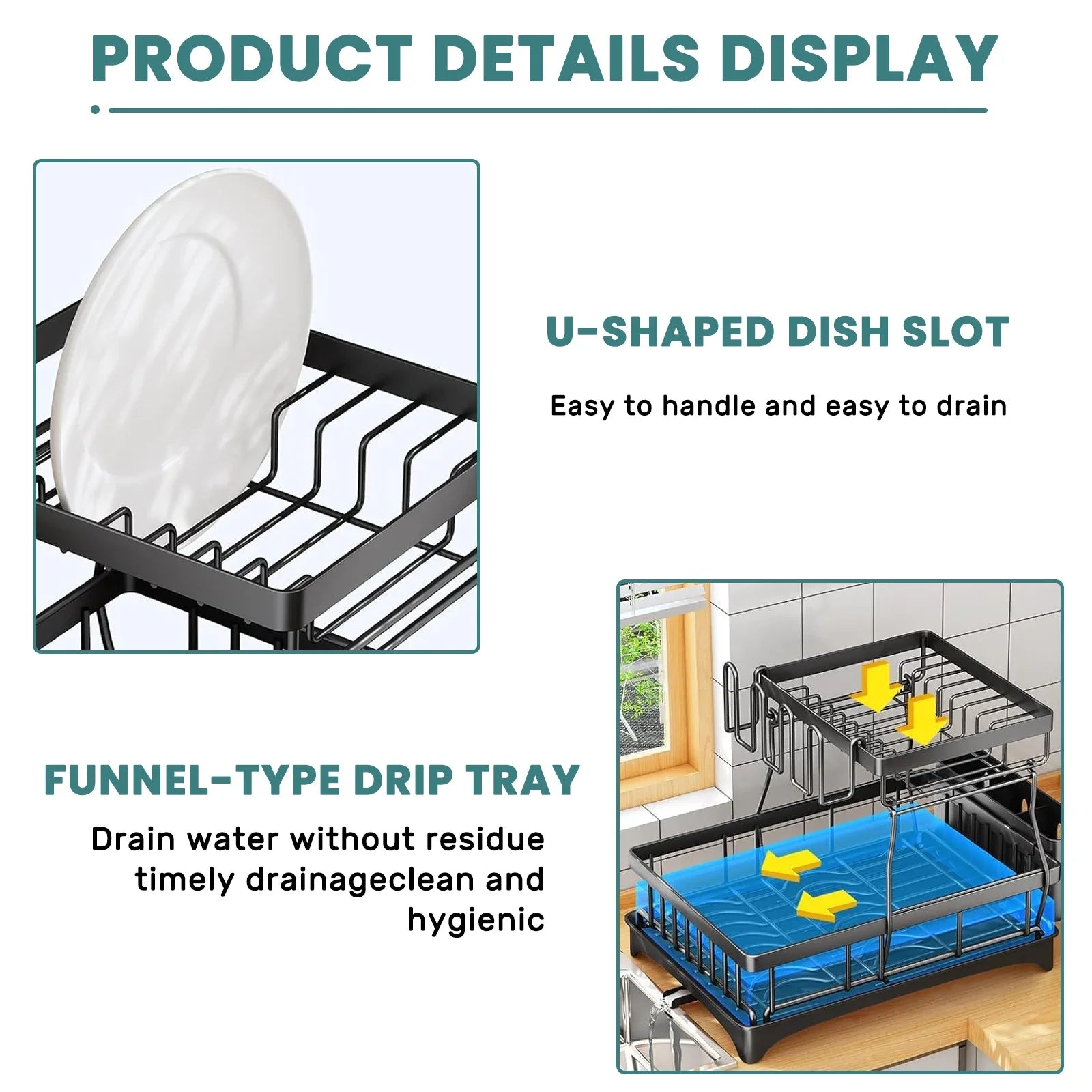 Premium 2-Tier Dish Drying Rack with Drainage System