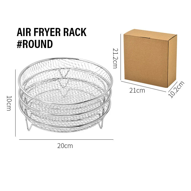 Premium 3-Tier Stackable Air Fryer Rack – Stainless Steel 304