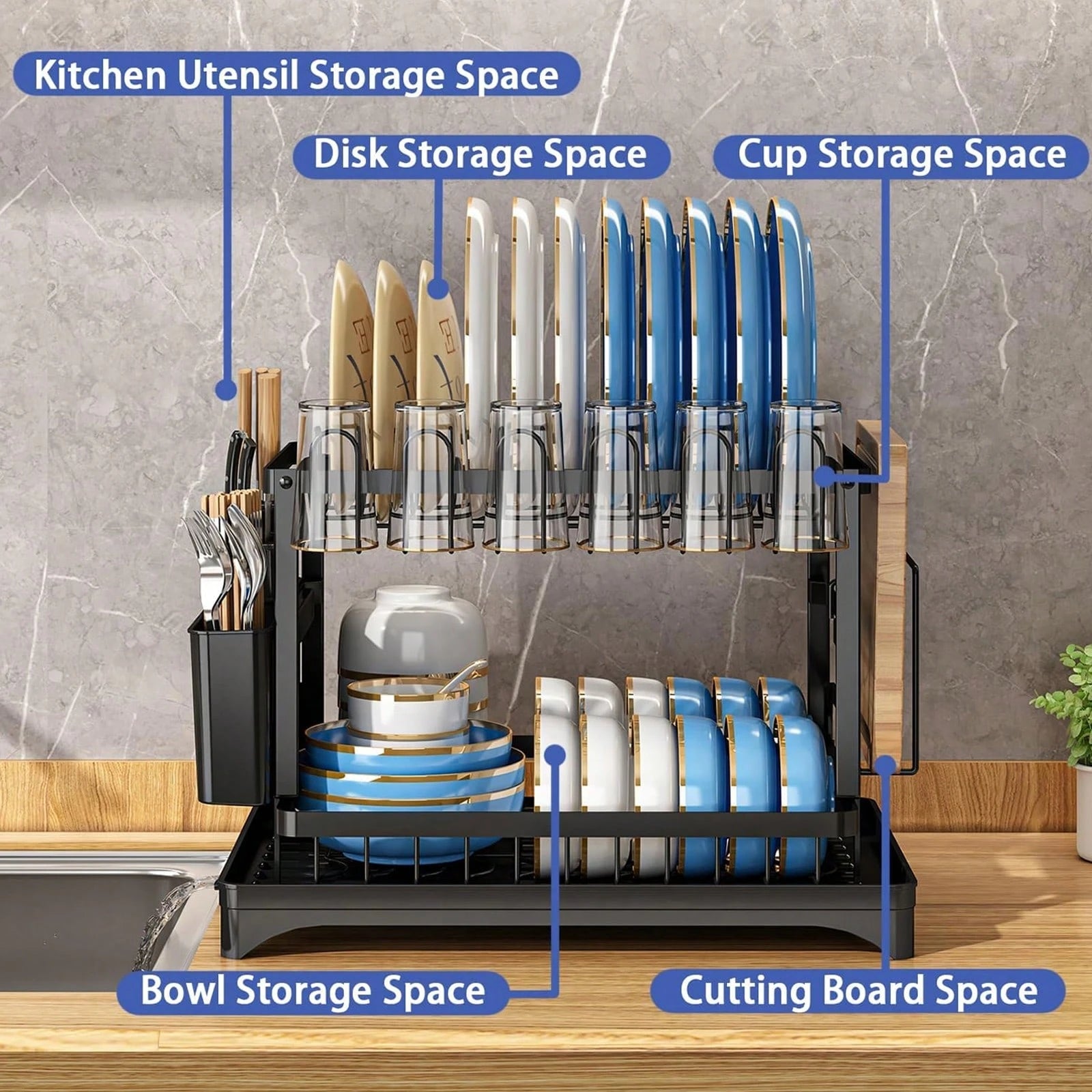 FlowDry™ Premium 2-Tier Dish Rack