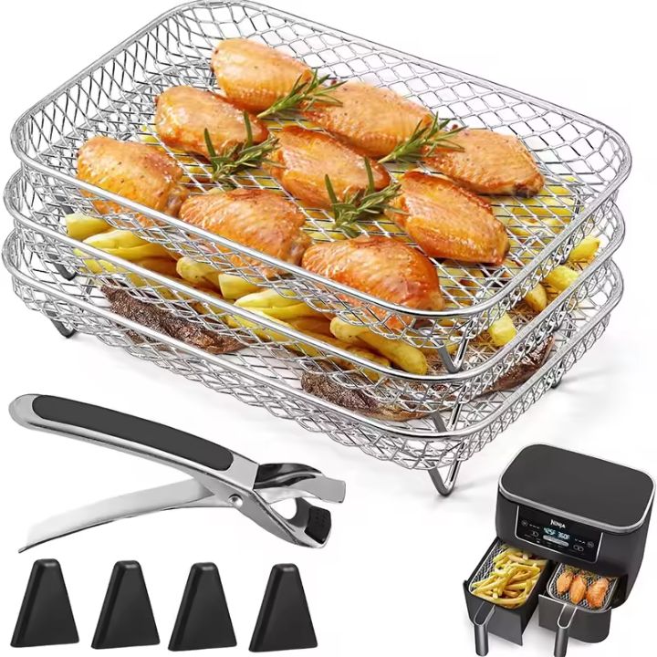 Premium 3-Tier Stackable Air Fryer Rack – Stainless Steel 304