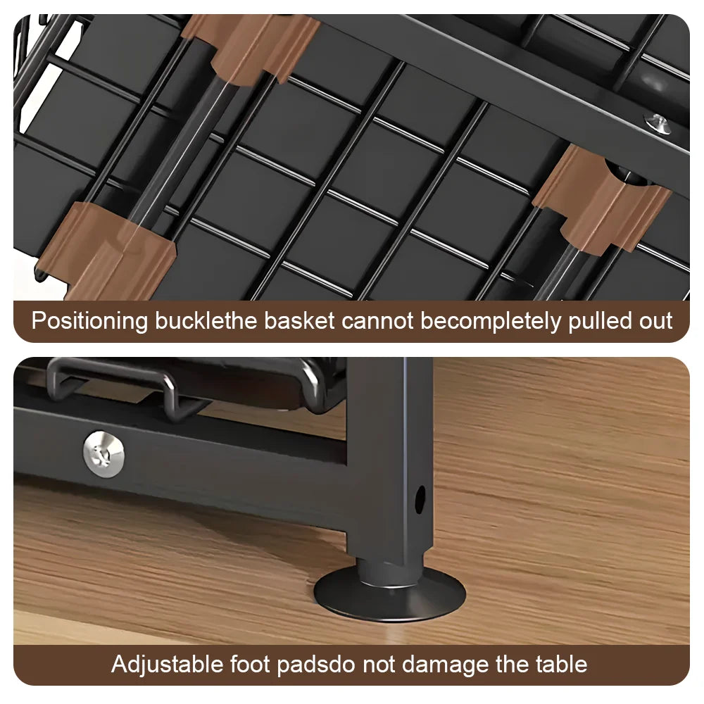 Premium 2-Piece Black Sliding Drawer Organiser Set