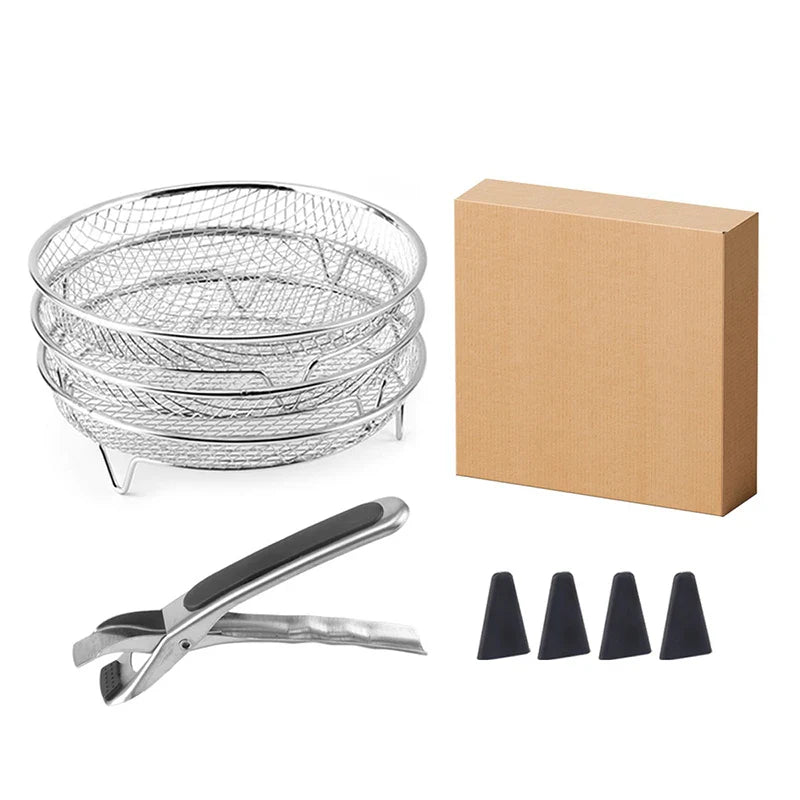 Premium 3-Tier Stackable Air Fryer Rack – Stainless Steel 304