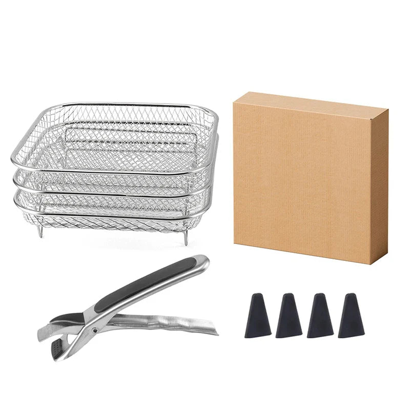 Premium 3-Tier Stackable Air Fryer Rack – Stainless Steel 304
